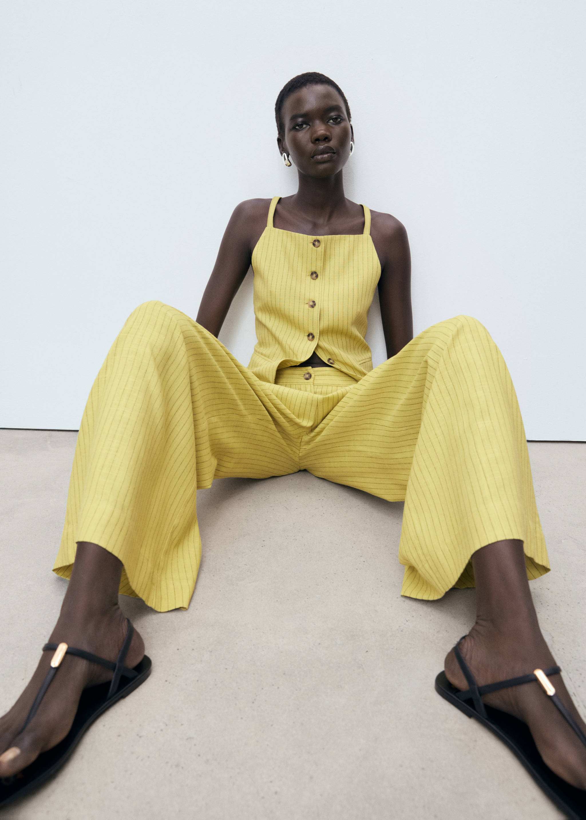 Striped straight suit trousers - Details of the article 2