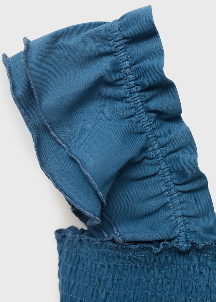 Frilly ruffled top — Petrol Blue