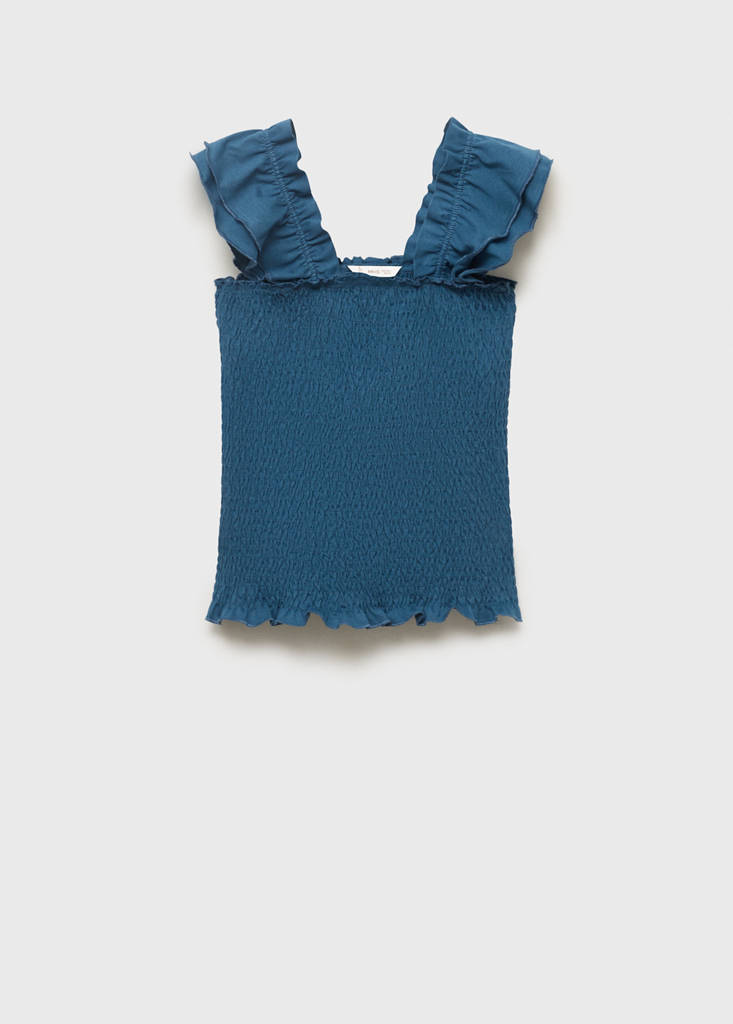 Frilly ruffled top — Petrol Blue