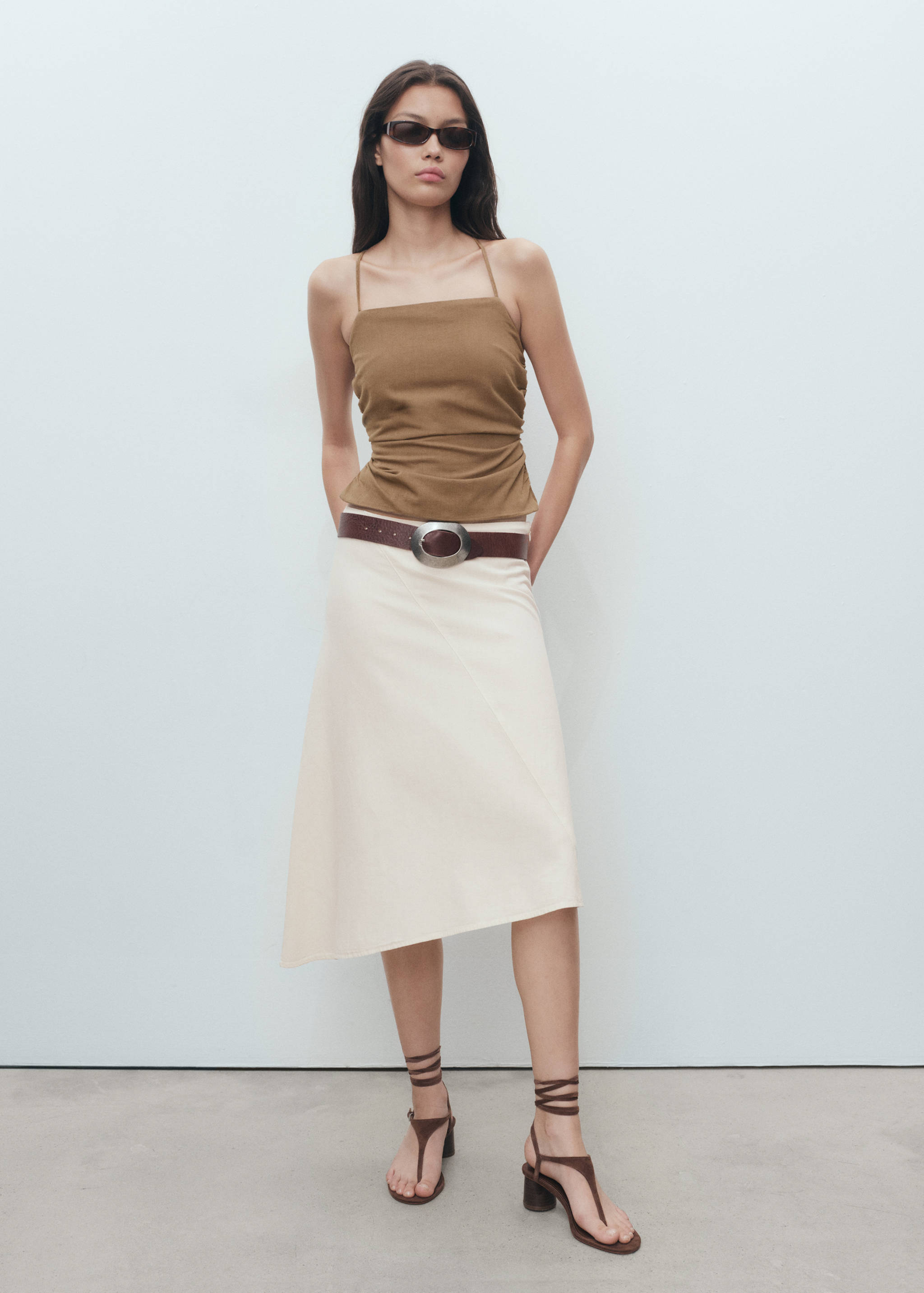 Asymmetrical cotton midi-skirt - General plane