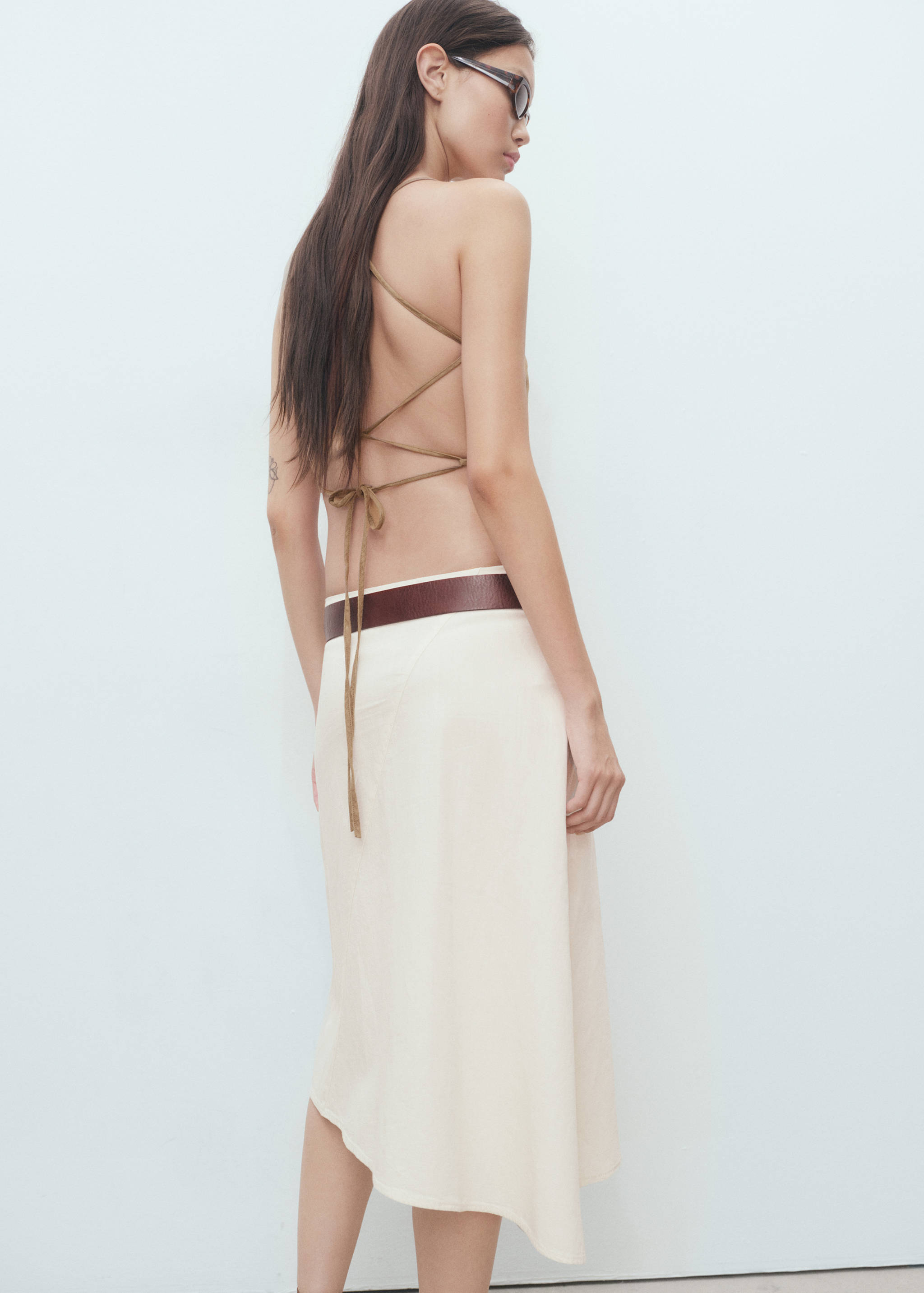 Asymmetrical cotton midi-skirt - Reverse of the article