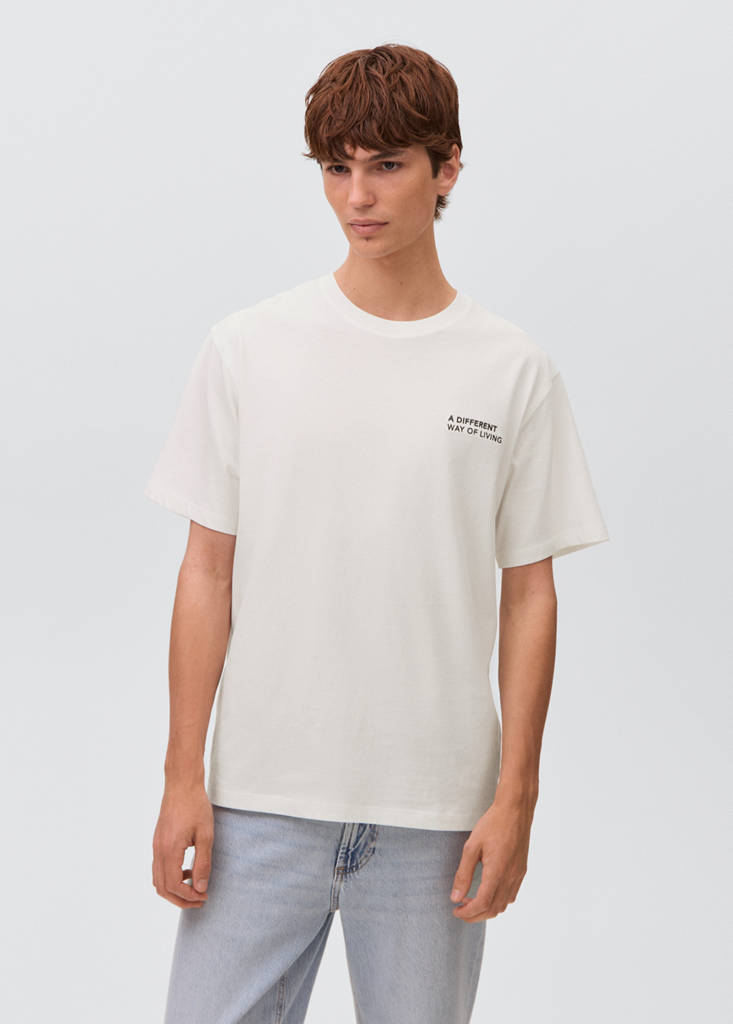 Printed cotton-blend t-shirt — Off White