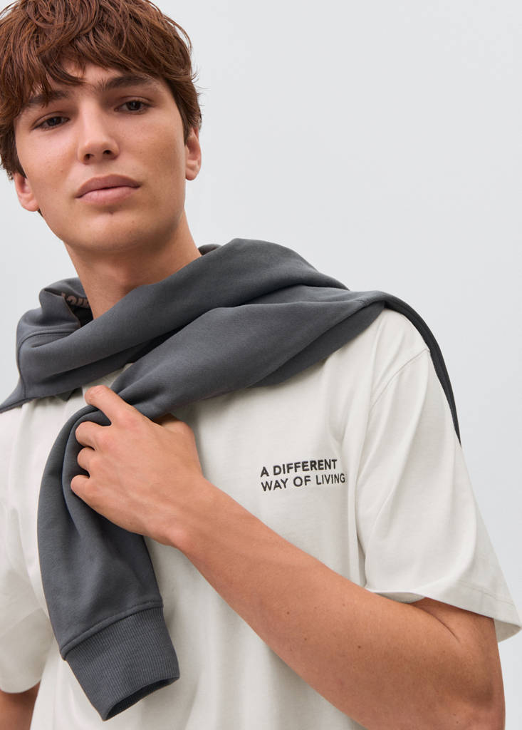 Printed cotton-blend t-shirt — Off White