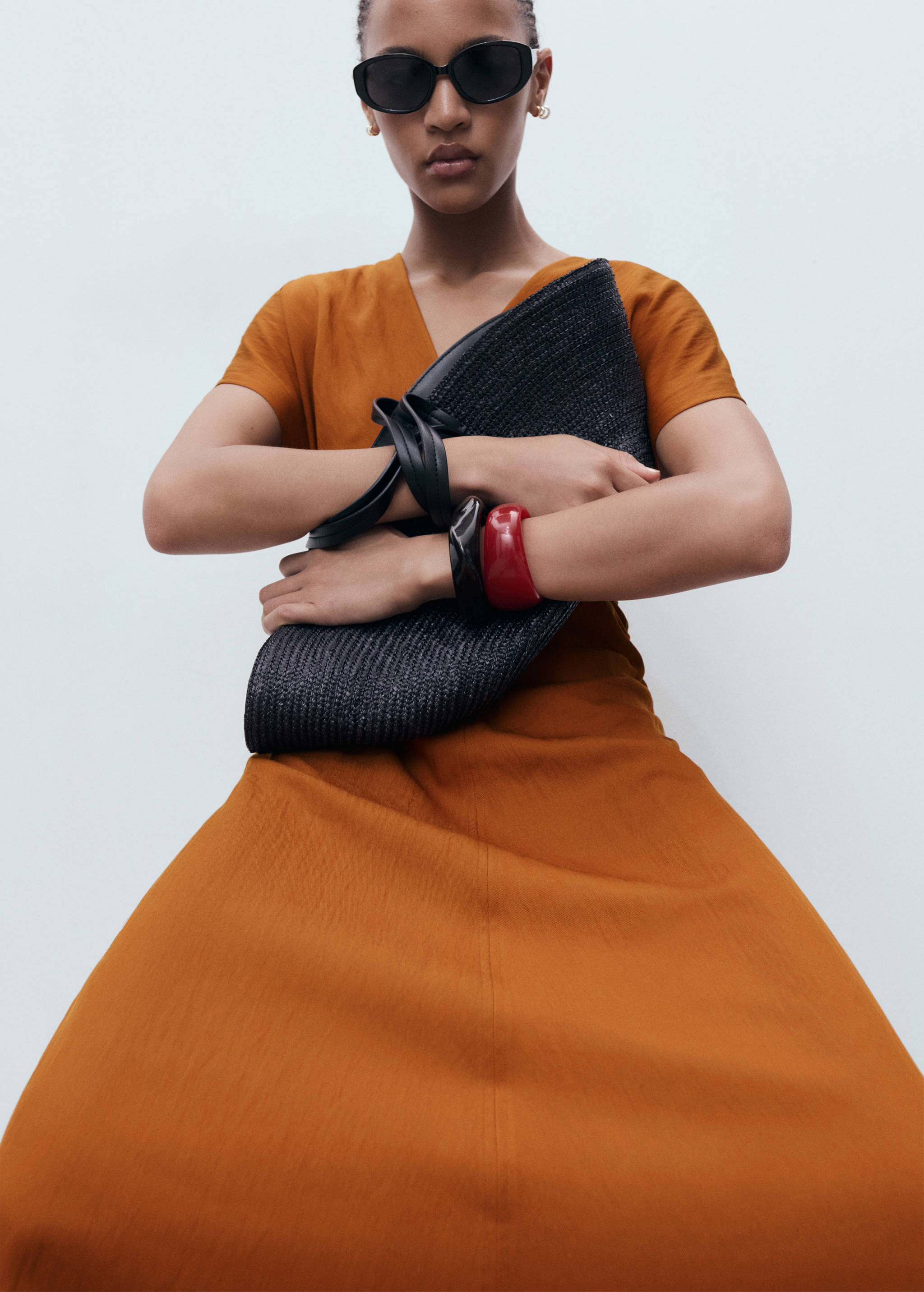 Midi-dress with gathered sides - Medium plane