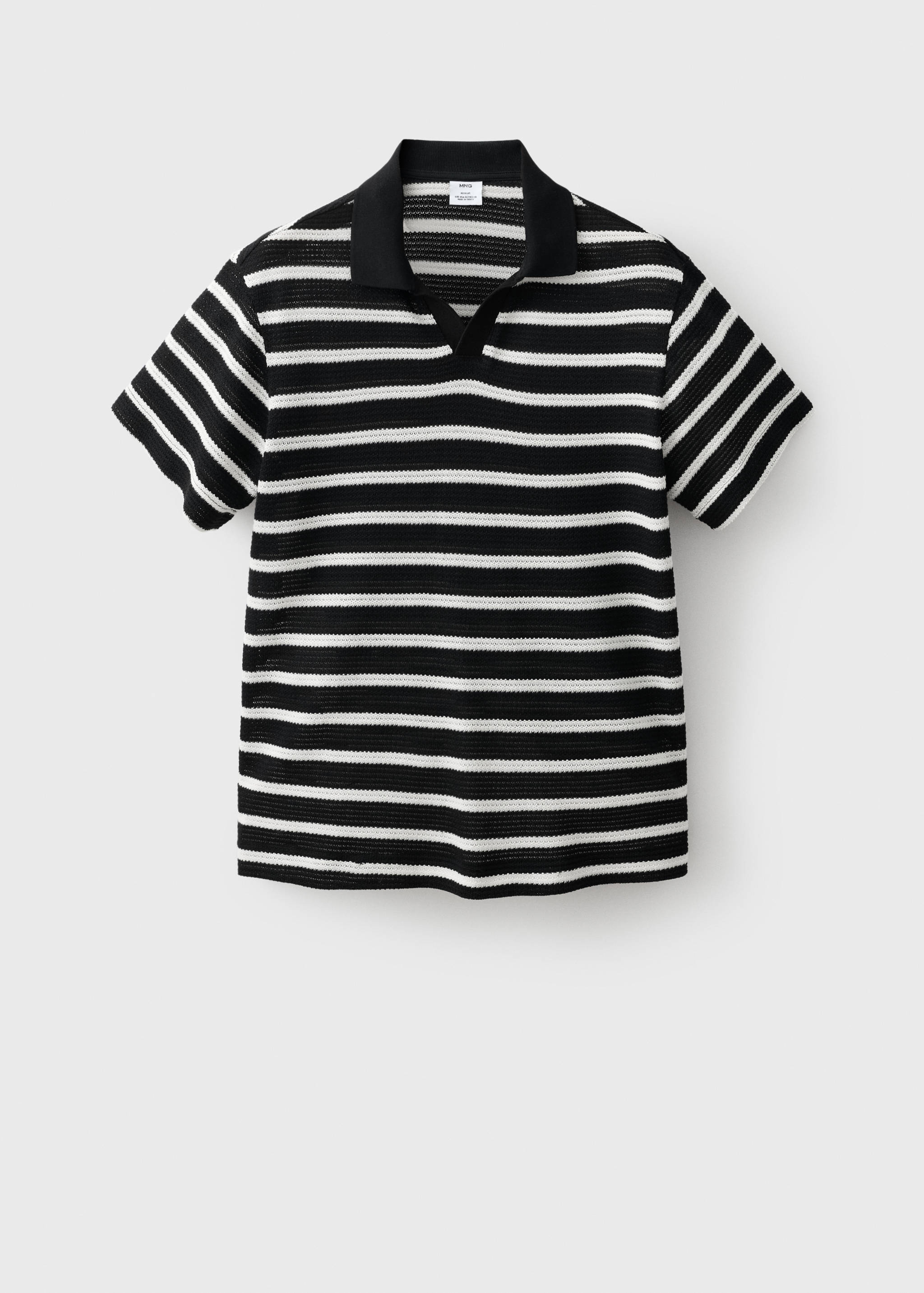 Striped braided knit polo shirt - Article without model