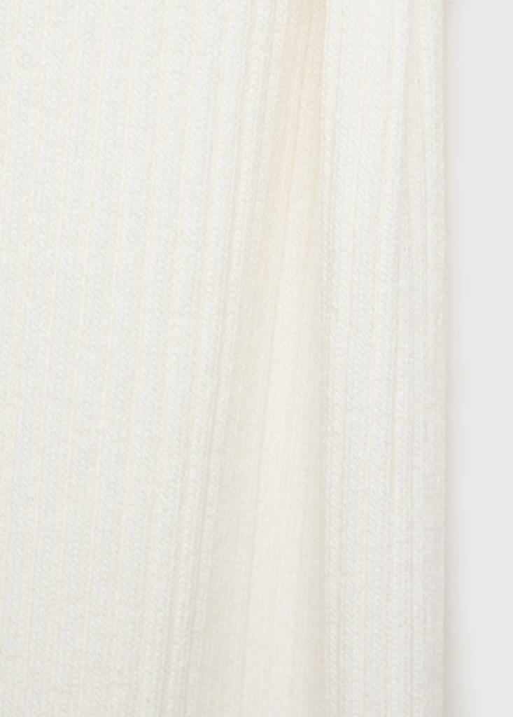 Ribbed dress with asymmetrical sleeves — White