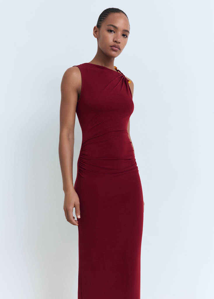 Draped dress with jewel detail