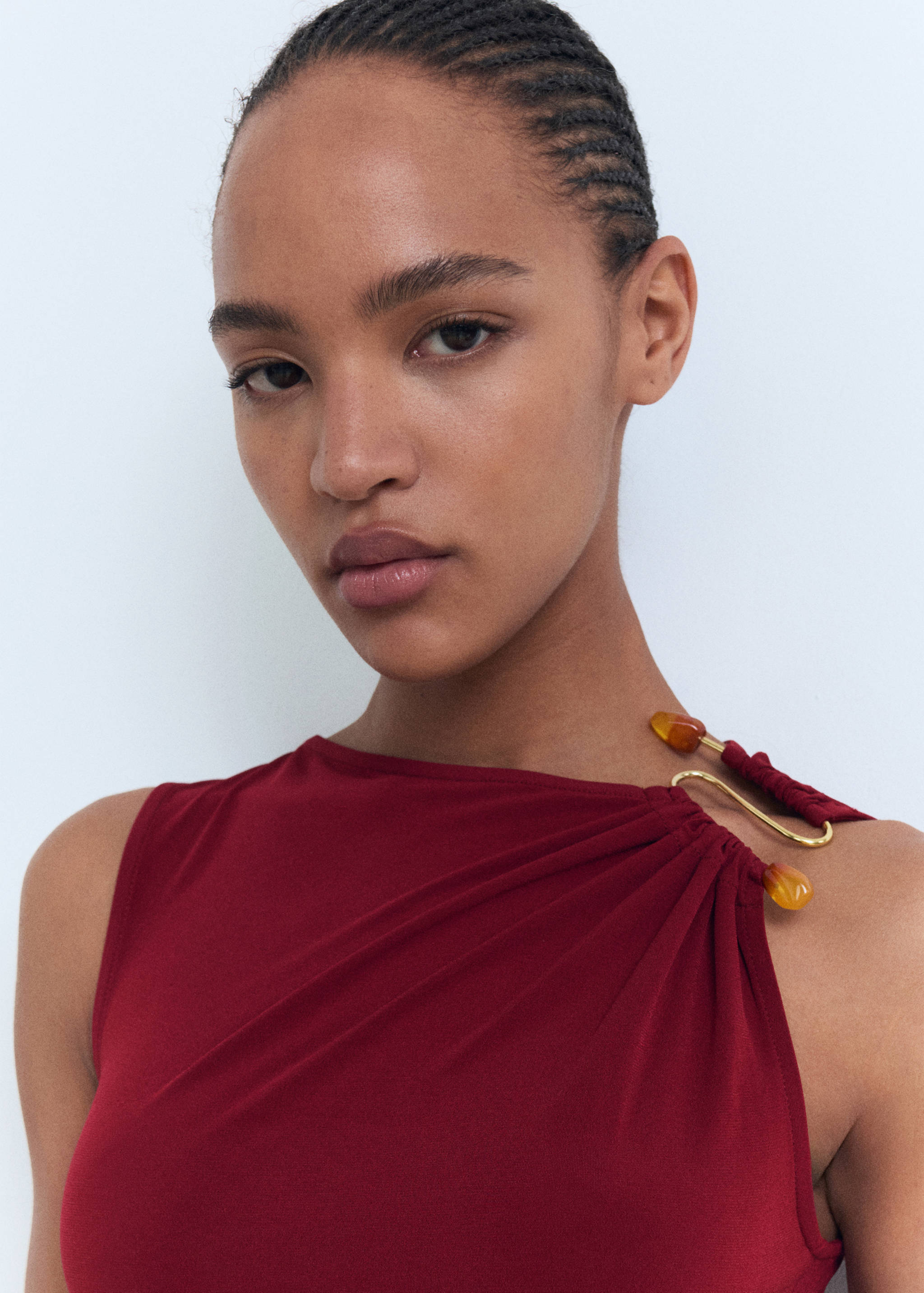 Draped dress with jewel detail - Details of the article 1