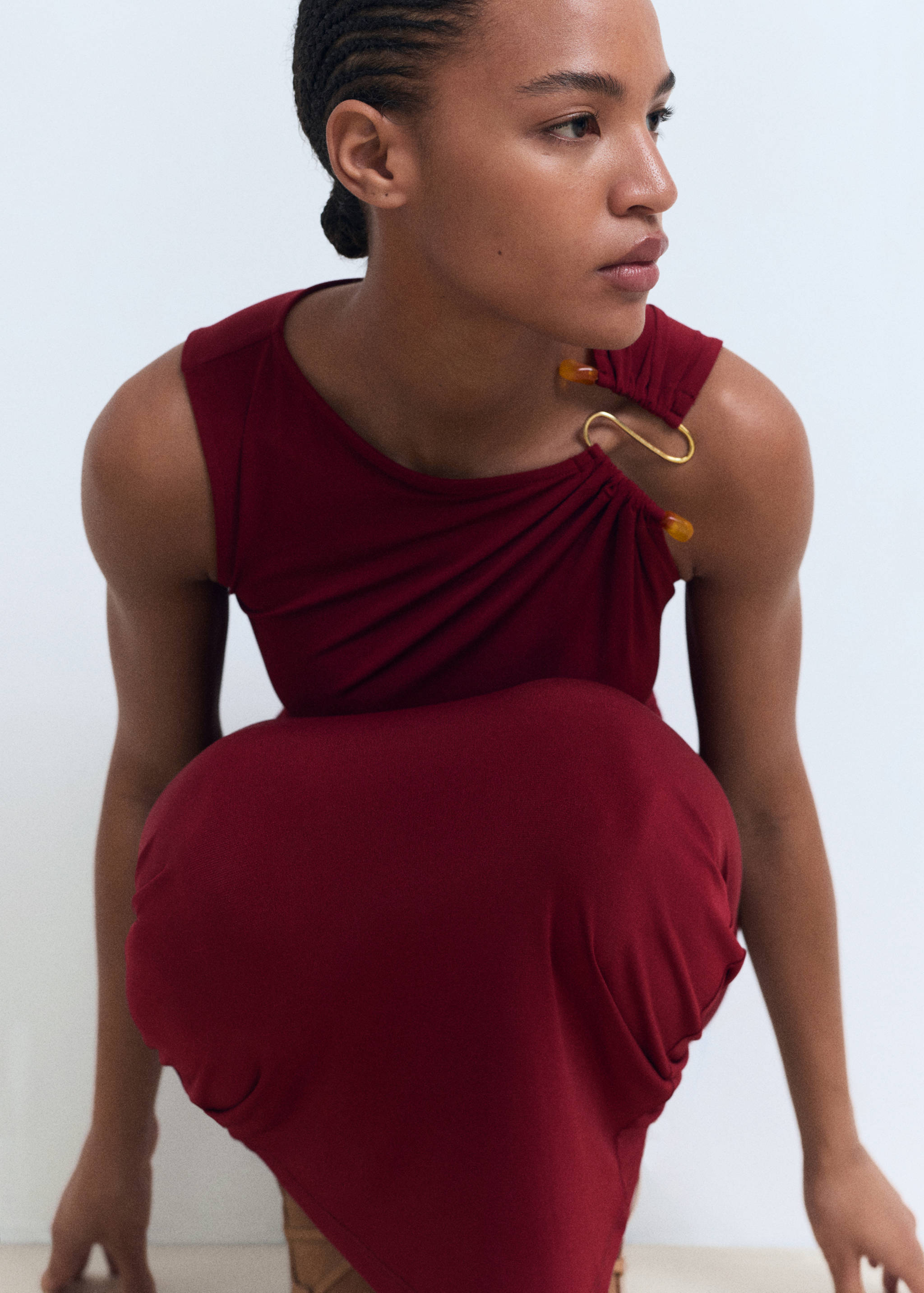 Draped dress with jewel detail - Details of the article 2