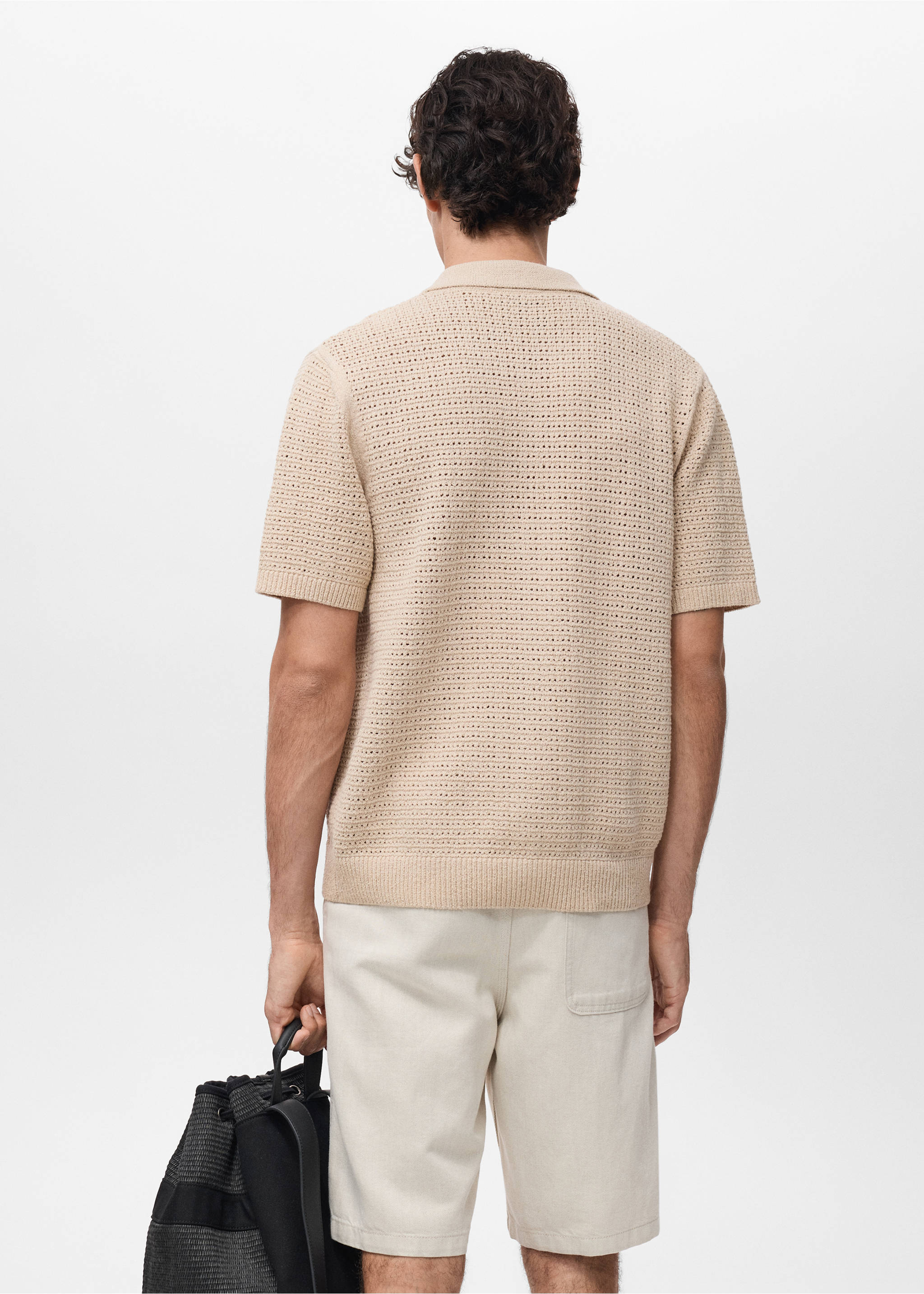 Chemise maille ajourée - Verso de l’article, Beige. Ref: 17052930-00.