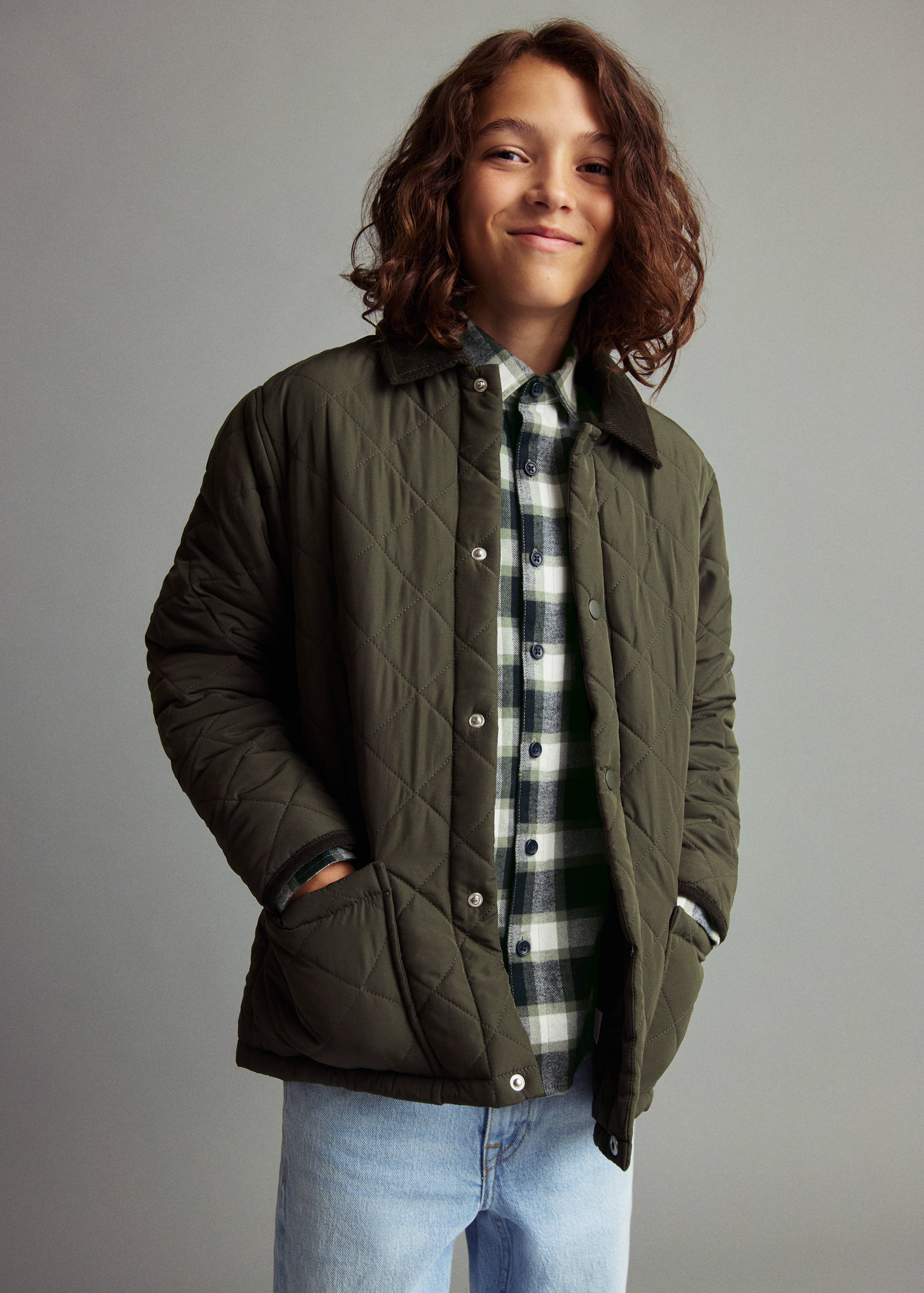 Quilted anorak with shirt collar - Medium plane