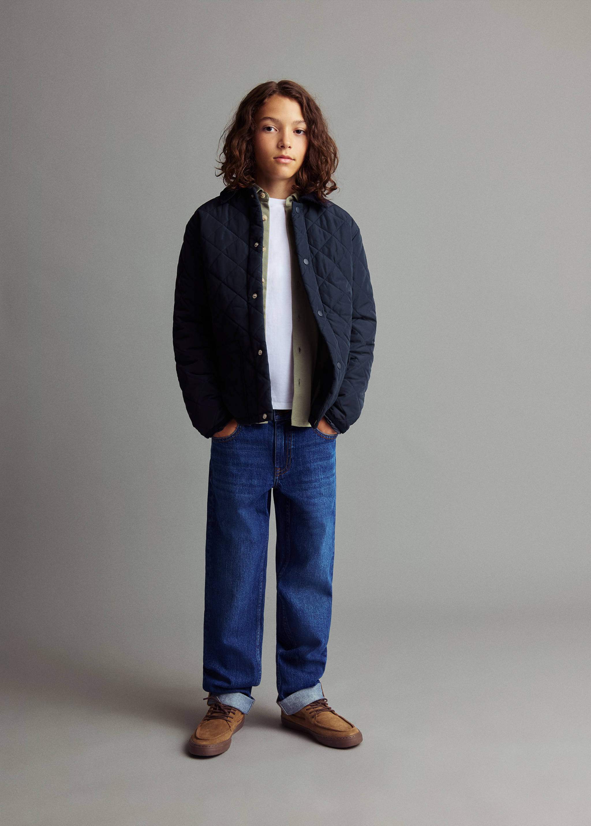 Quilted anorak with shirt collar - General plane