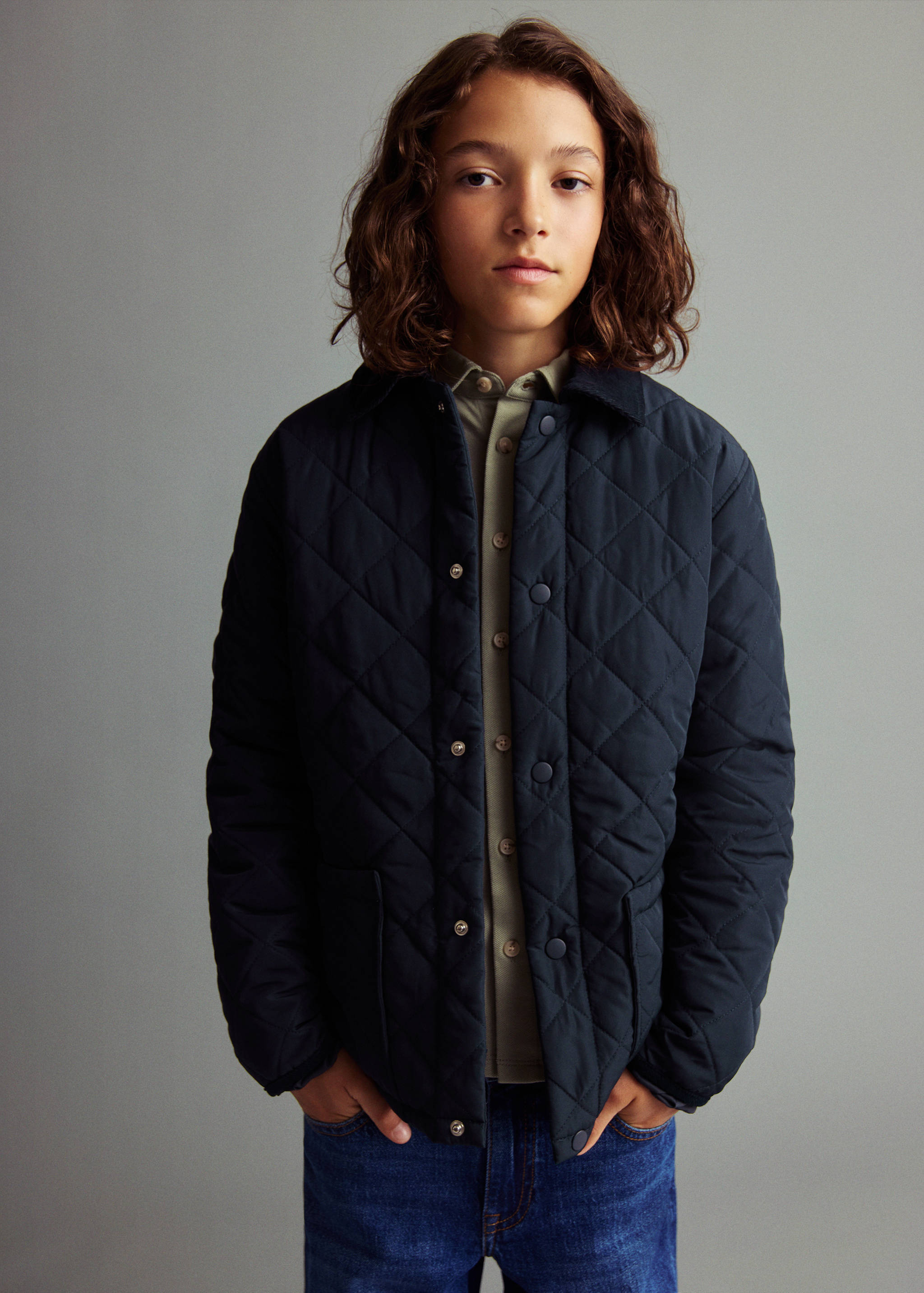 Quilted anorak with shirt collar - Medium plane