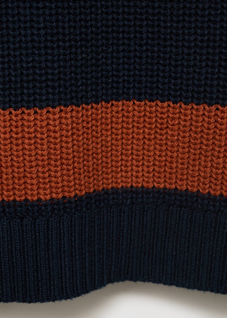 Knitted sweater with perkins neck — Burnt Orange