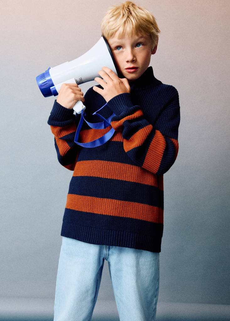 Knitted sweater with perkins neck — Burnt Orange