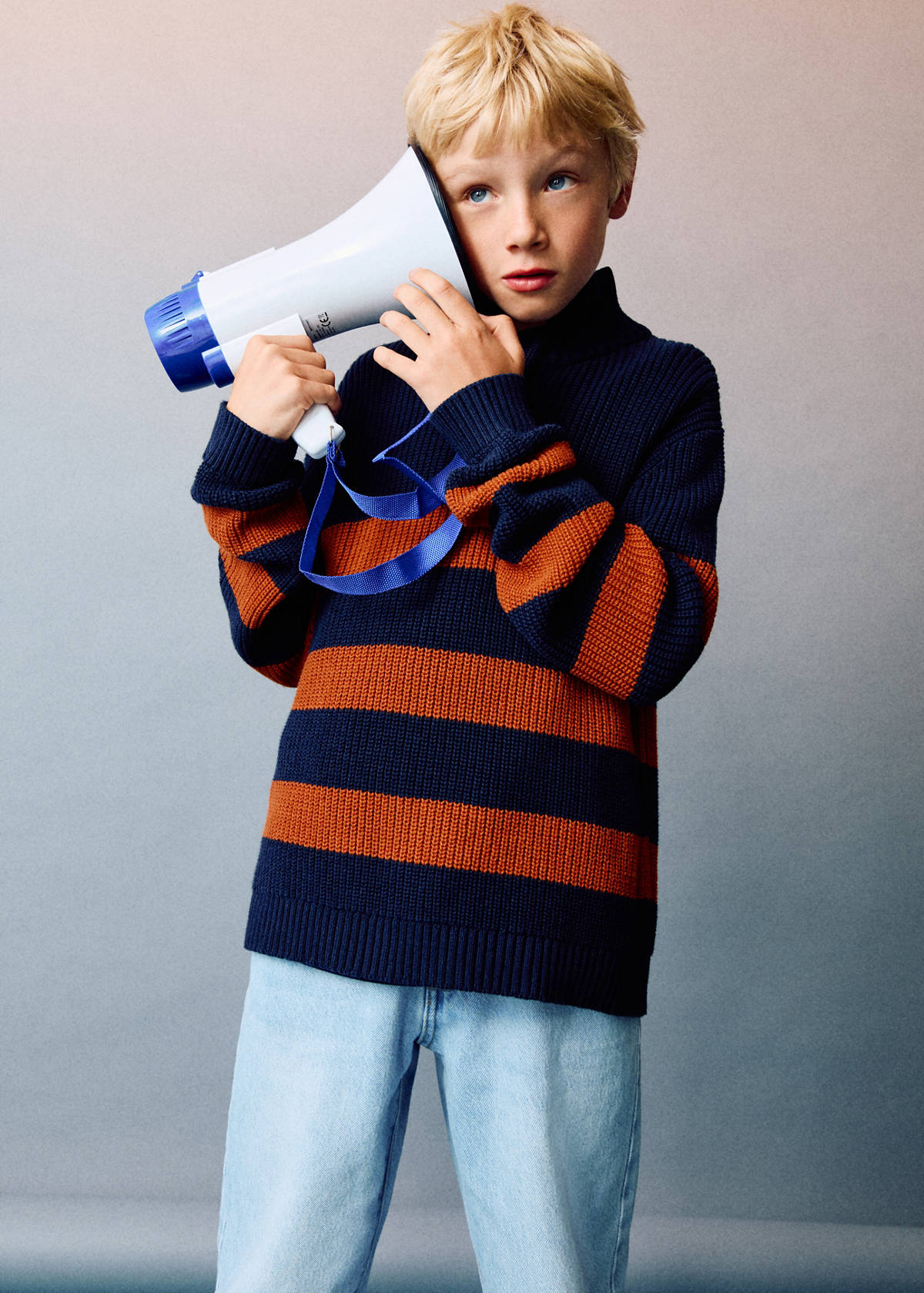 Knitted sweater with perkins neck — Burnt Orange