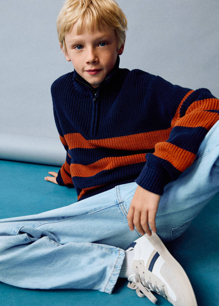 Knitted sweater with perkins neck — Burnt Orange
