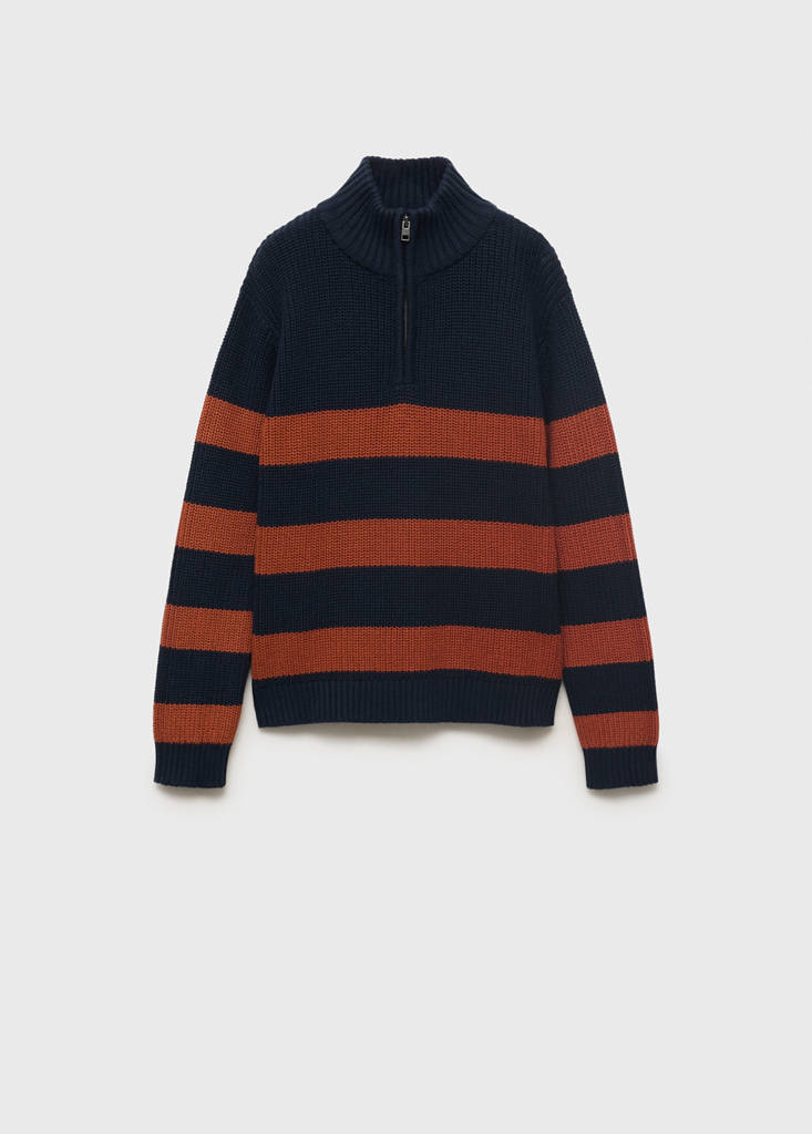 Knitted sweater with perkins neck — Burnt Orange
