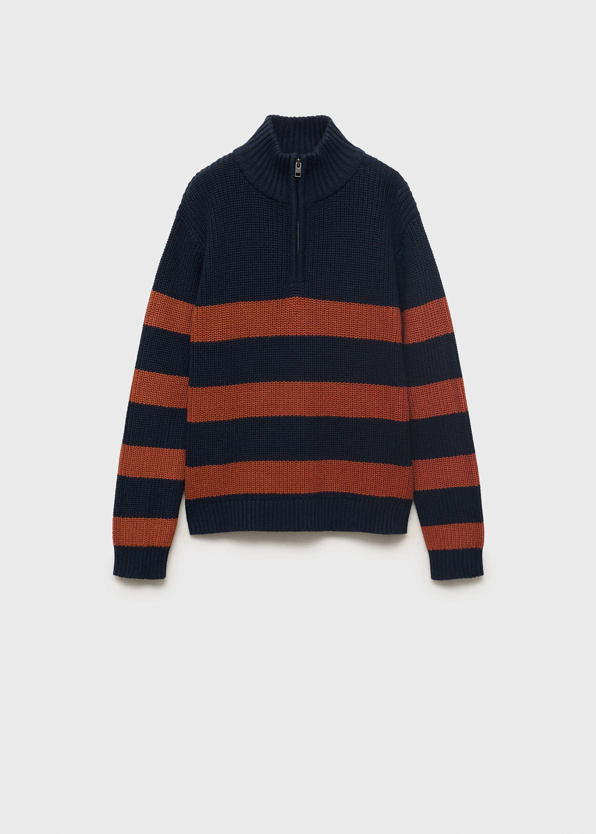 Knitted sweater with perkins neck — Burnt Orange