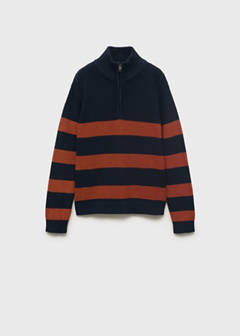 Knitted sweater with perkins neck — Burnt Orange 2