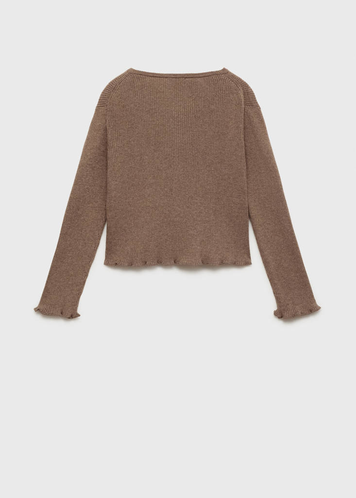Ribbed knit cardigan — Brown