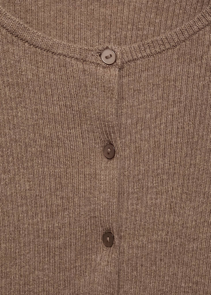 Ribbed knit cardigan — Brown