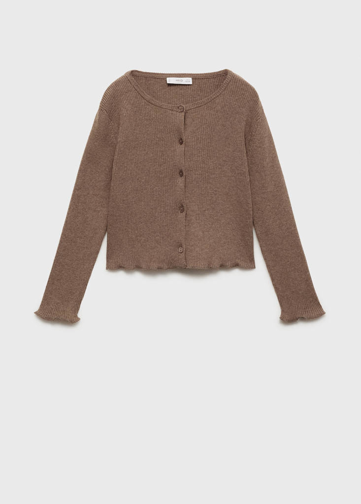 Ribbed knit cardigan — Brown