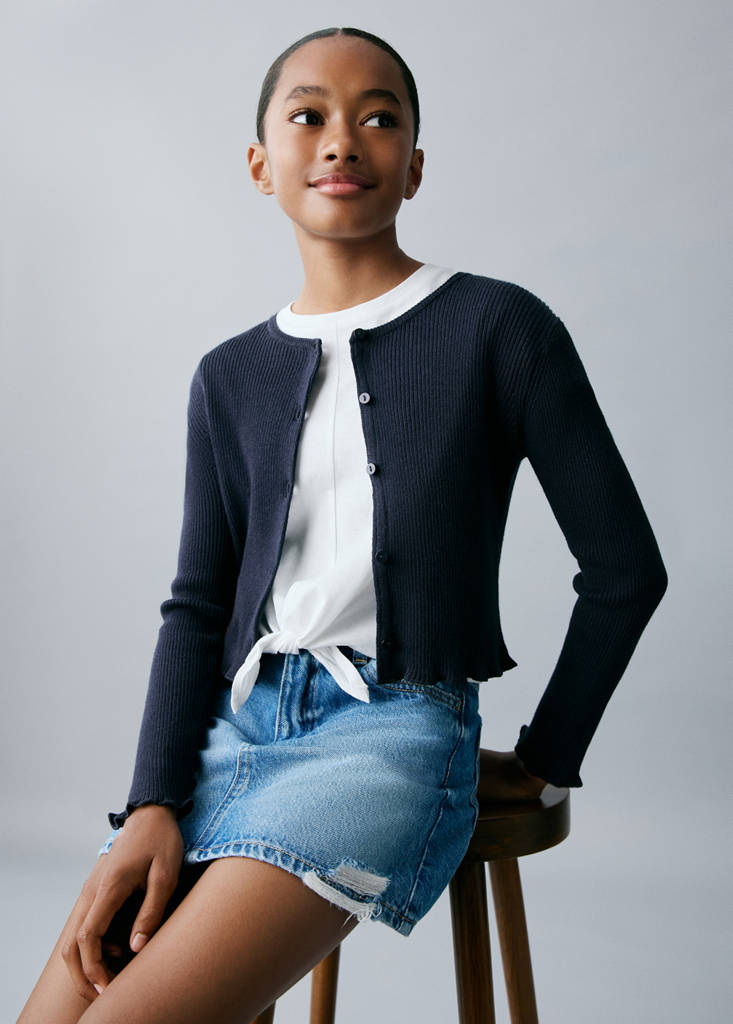 Ribbed knit cardigan — Navy
