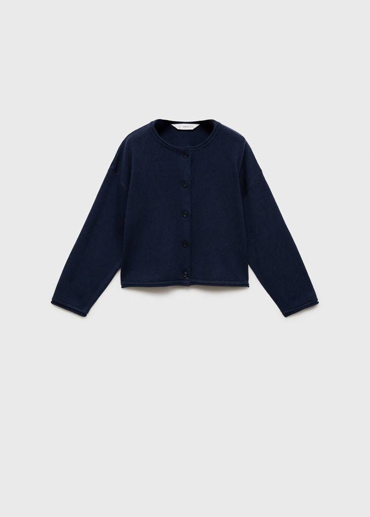 Knitted button cardigan — Navy