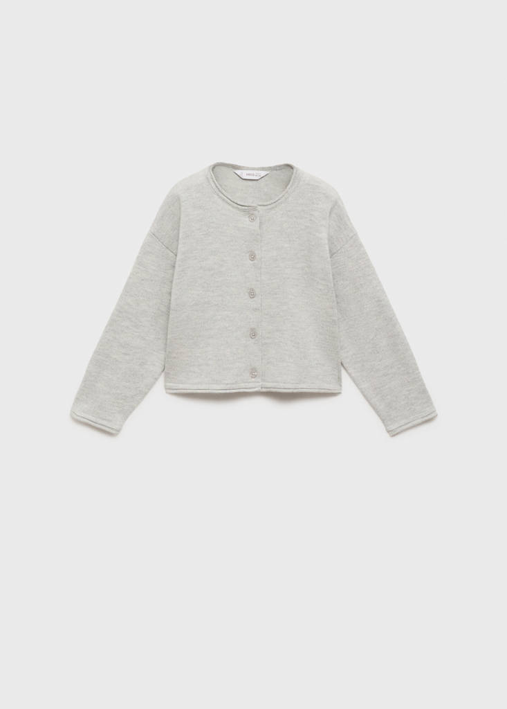 Knitted button cardigan — Light Heather Grey