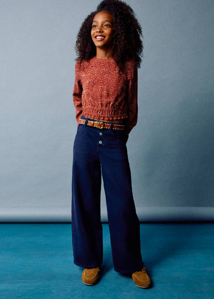 Printed puff sleeve blouse — Burnt Orange