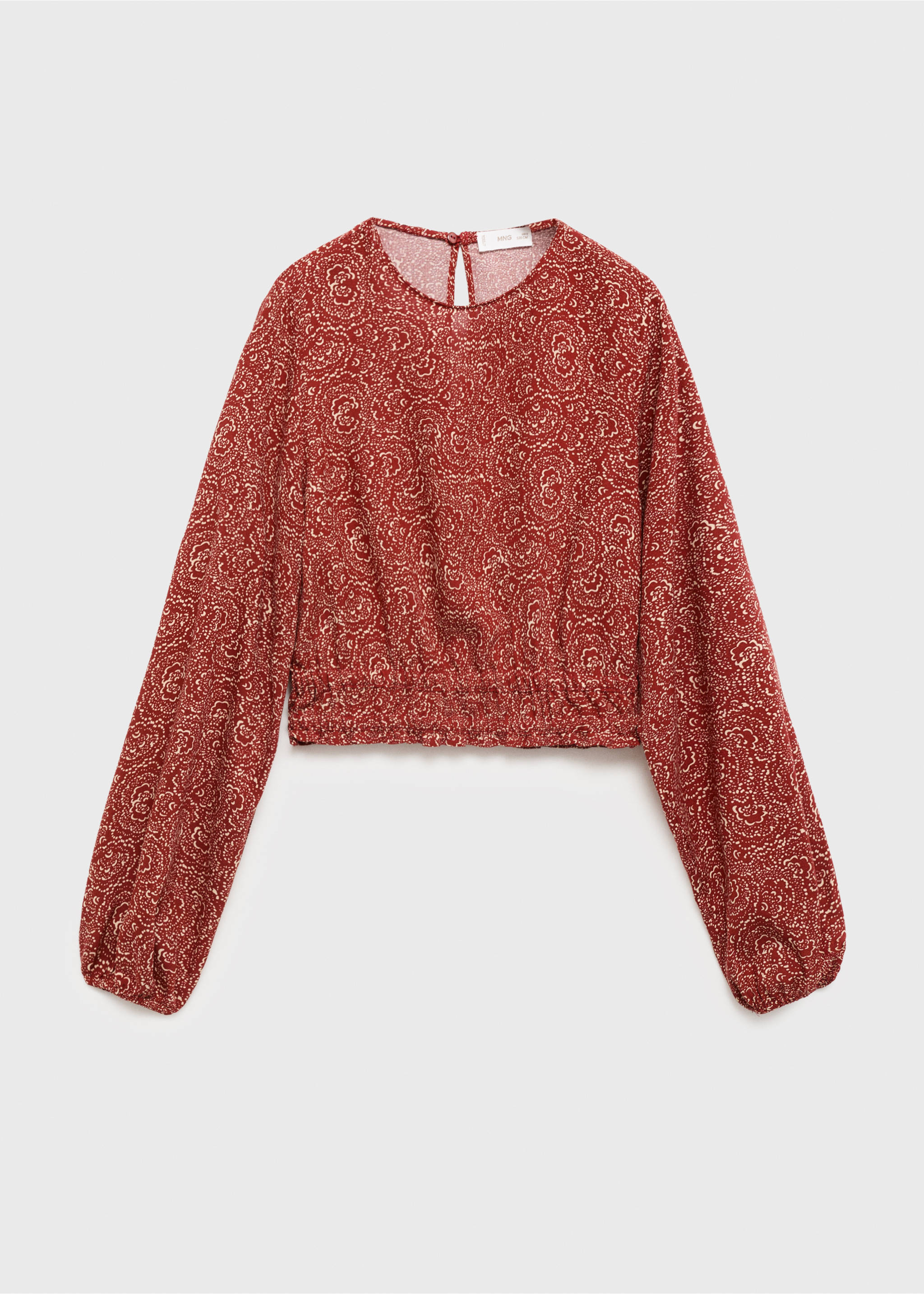 بلوزة مطبوعة بأكمام منفوخة - منتج دون نموذج, برتقالي محروق. Ref: 17053286-00.