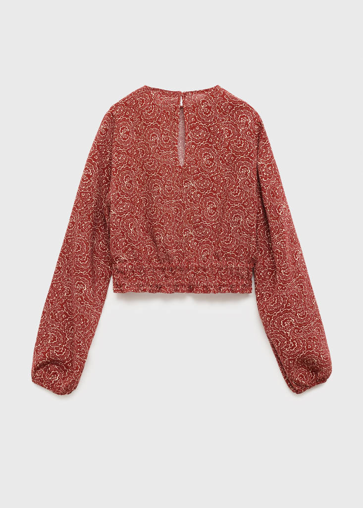 Printed puff sleeve blouse — Burnt Orange