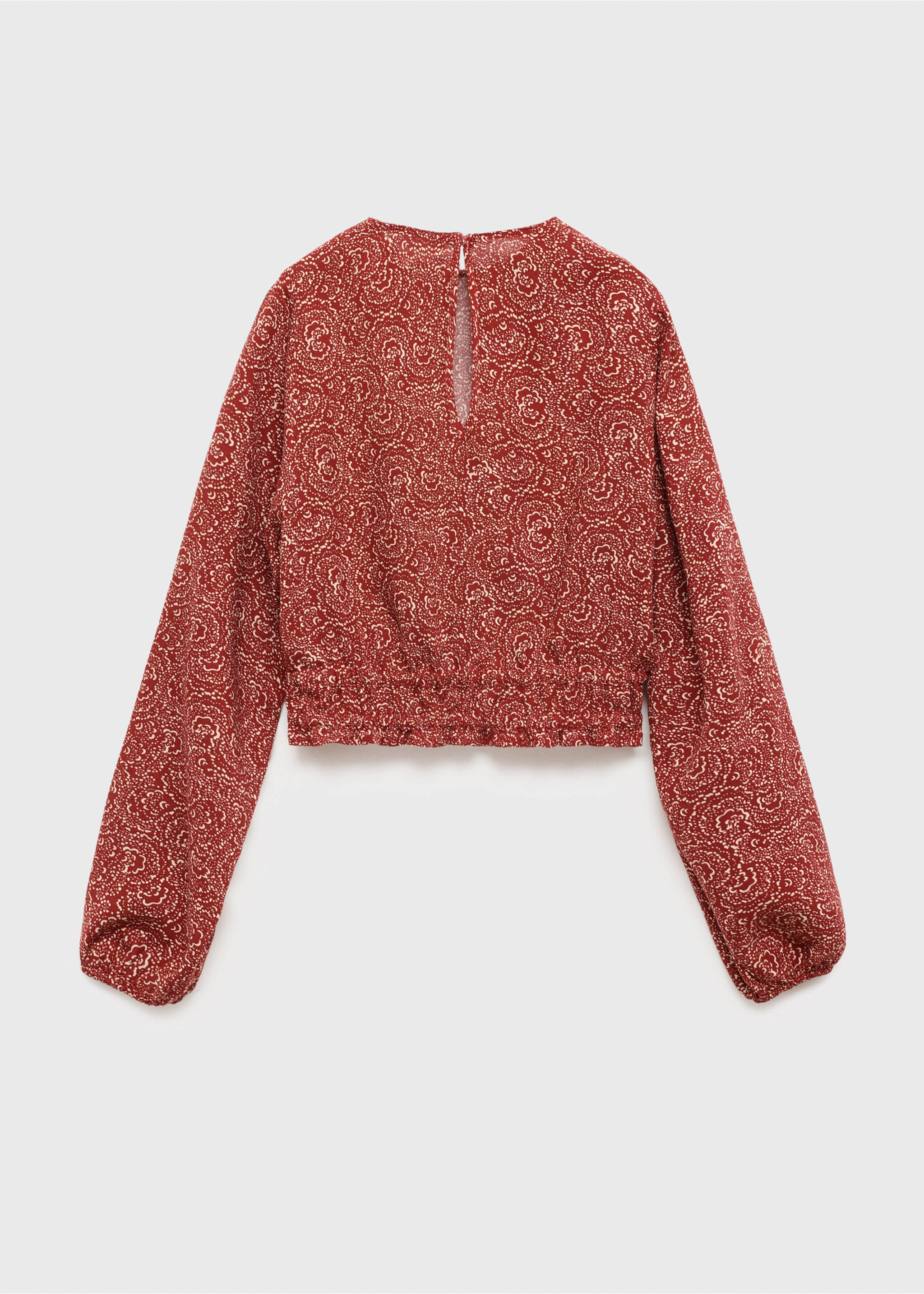 بلوزة مطبوعة بأكمام منفوخة - الجهة الخلفية للمنتج, برتقالي محروق. Ref: 17053286-00.