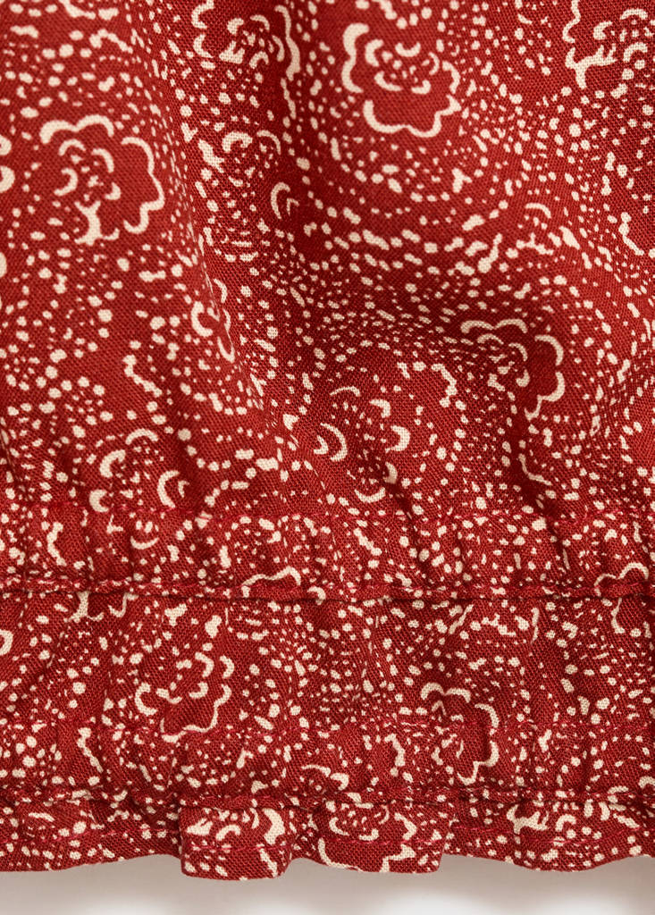Printed puff sleeve blouse — Burnt Orange