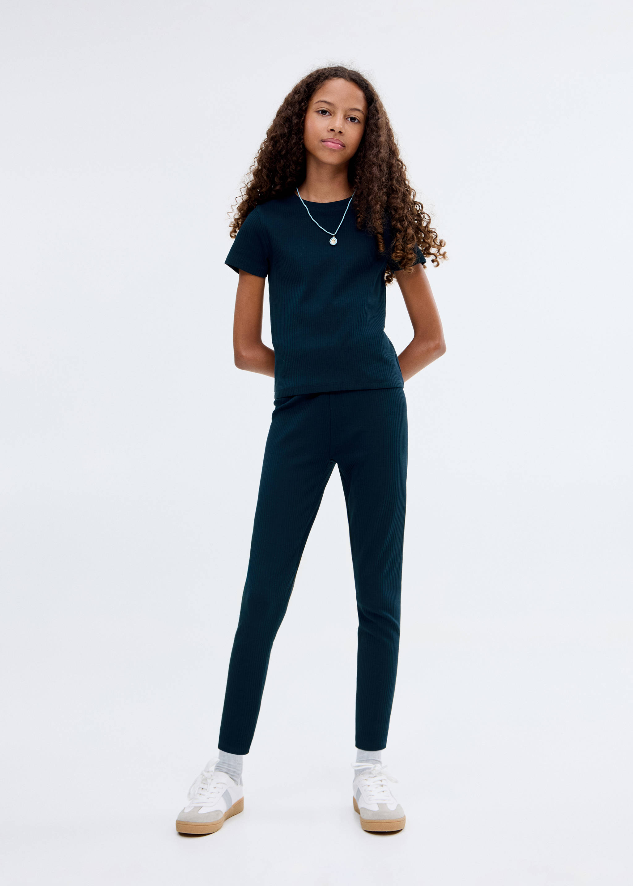 Cotton ribbed leggings - General plane