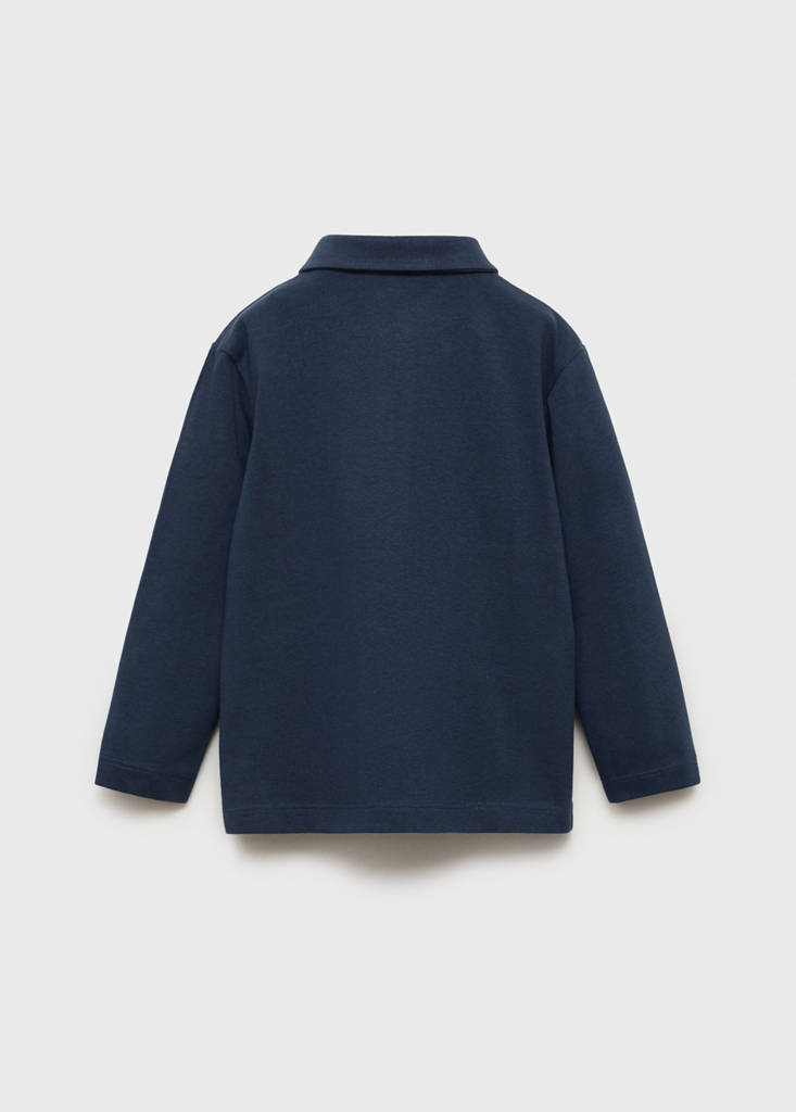 Plain cotton polo shirt — Night Blue