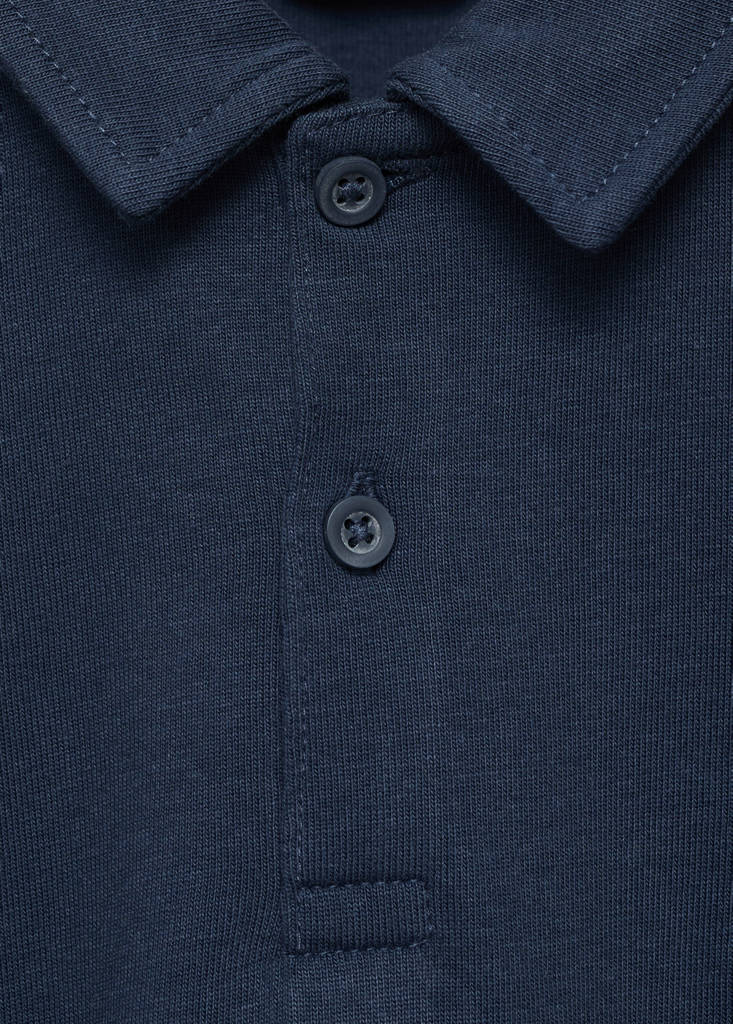 Plain cotton polo shirt — Night Blue