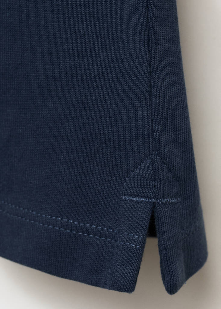Plain cotton polo shirt — Night Blue