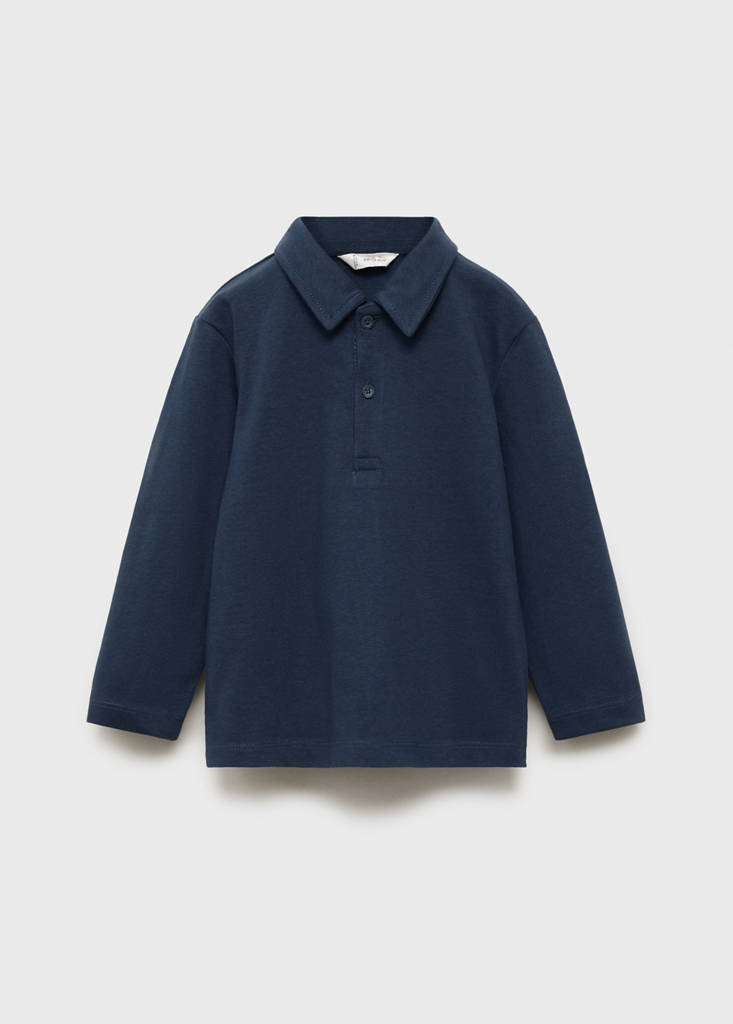 Plain cotton polo shirt — Night Blue