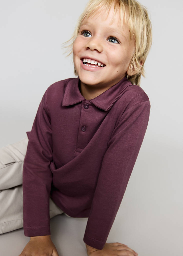 Plain cotton polo shirt — Pale Pink