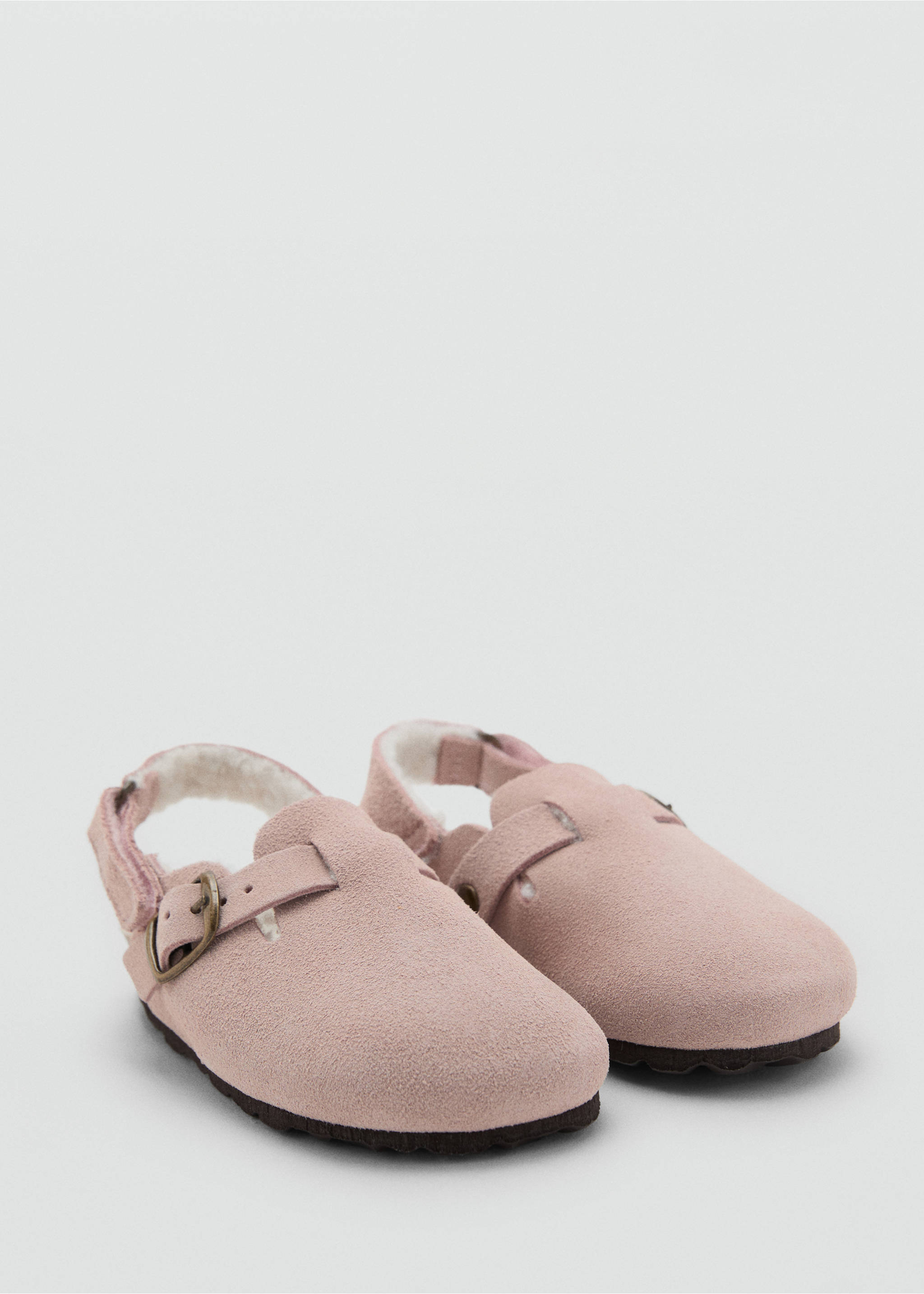 Sheepskin clogs with fur-effect lining - Medium plane, Pastel Pink. Ref: 17053295-00.
