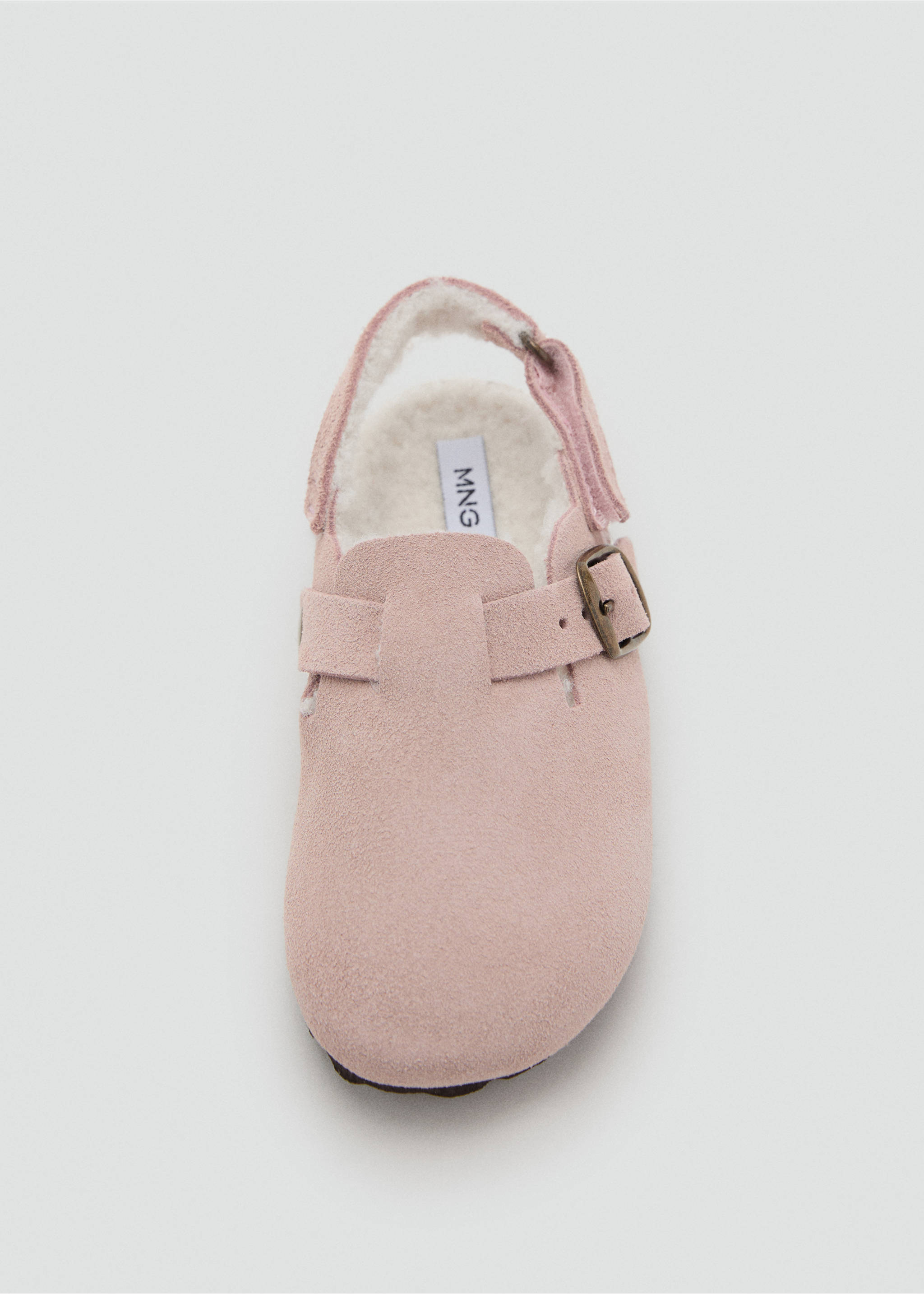 Sheepskin clogs with fur-effect lining - Details of the article 2, Pastel Pink. Ref: 17053295-00.