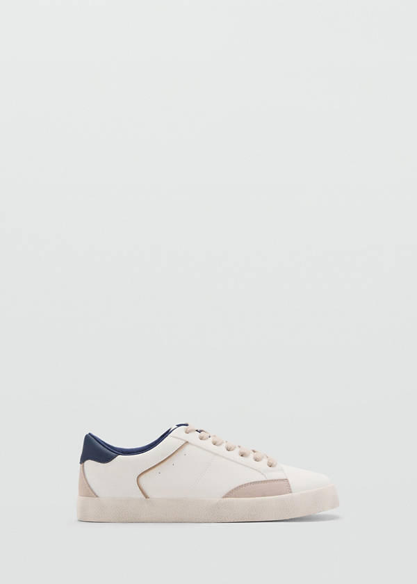 Combined design sneakers — White