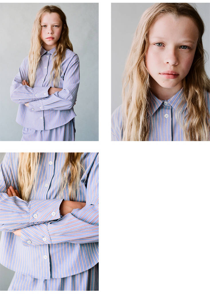 Striped cotton oversized shirt — Blue
