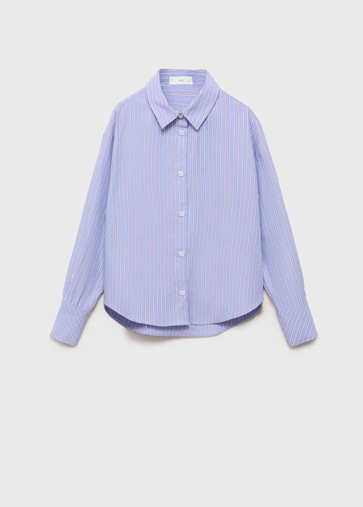 Striped cotton oversized shirt — Blue