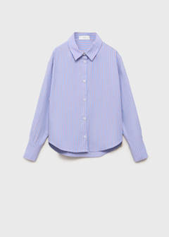 Striped cotton oversized shirt — Blue 8
