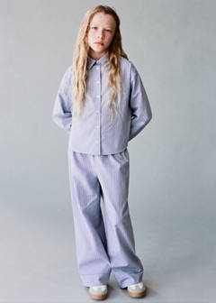 Striped cotton oversized shirt — Blue 1