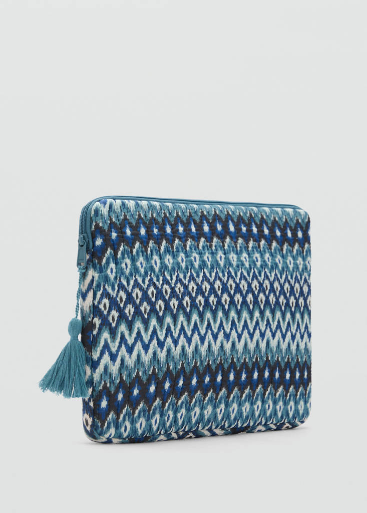 Mango Printed Laptop Case In Blue