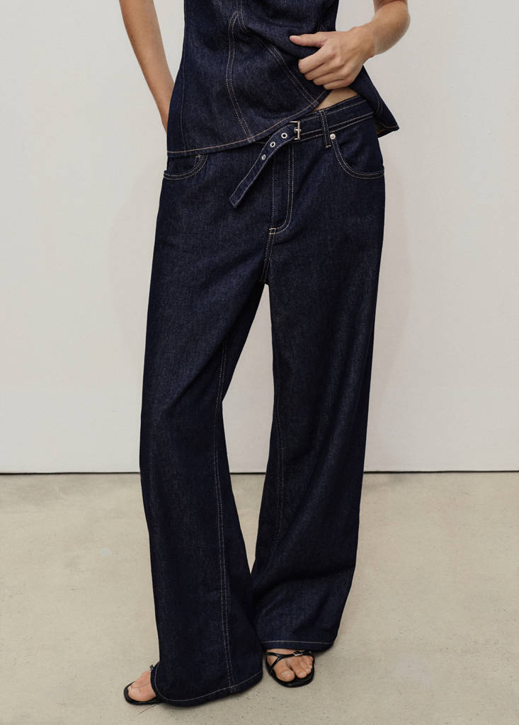 Straight-fit belt jeans — Open Blue